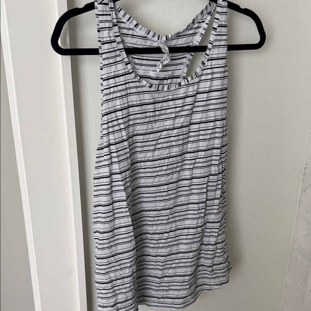 Lululemon Athletica Black and White Striped Tank Top